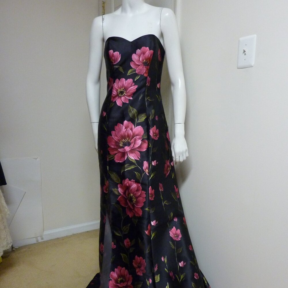 RENE BY RENE RUIZ Strapless Floral Gown With Slit - Picture 6 of 11